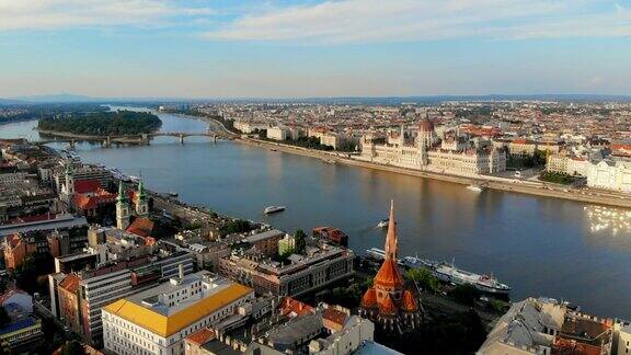 多瑙河鸟瞰图在布达佩斯匈牙利