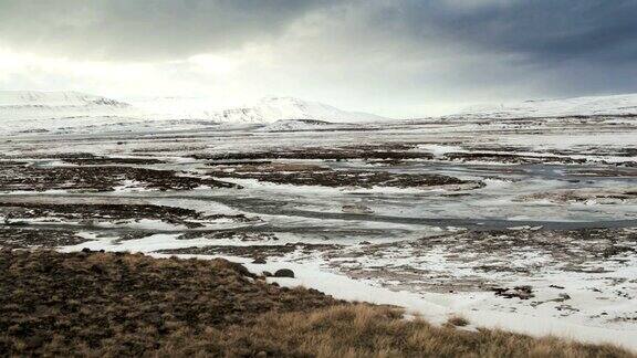 冰岛冬季全景的时间流逝