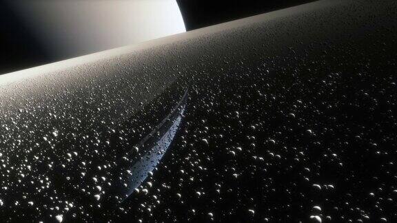 由岩石、尘埃和冰组成的土星环的电影动画土星是太阳系中一颗巨大的行星有着美丽的光环行星附近的小行星场