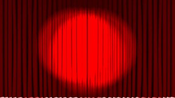 动画的红色窗帘指向三个放映机