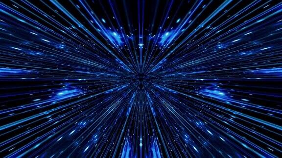 3D万花筒动态未来动画与蓝色发光的霓虹灯