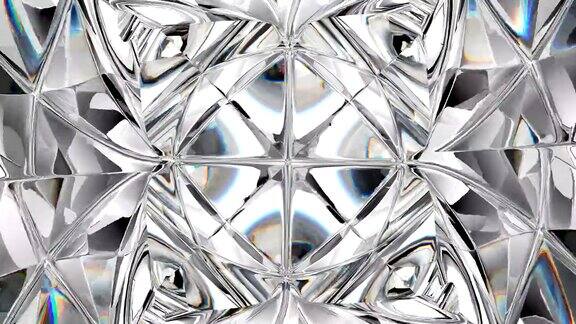 万花筒旋转的宝石钻石或闪亮的玻璃纹理