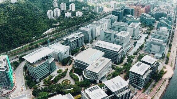 无人机拍摄的香港现代化办公大楼