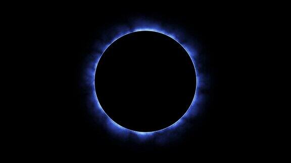 发光的蓝色发光的月食围绕黑色圆运动图形