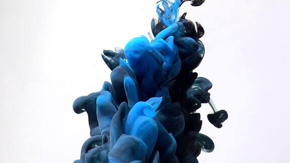 抽象的背景时尚的背景黑色和蓝色的水彩墨水在水中旋转得很漂亮
