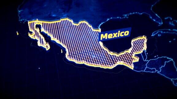 墨西哥国家边界3D可视化现代地图大纲旅游