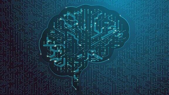 大脑电路板显示人工智能大脑或深度学习大脑