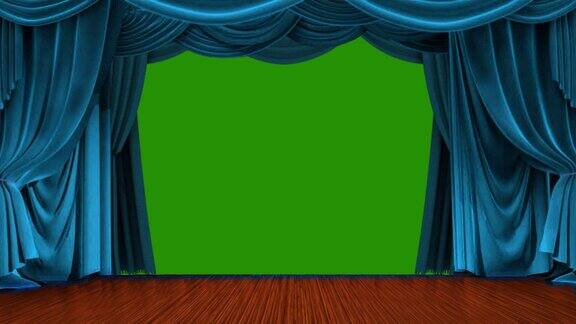 剧院舞台上的蓝幕绿幕