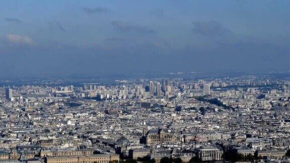 从蒙帕纳斯大厦拍摄的4k巴黎全景画面