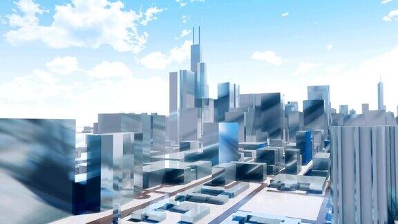 芝加哥市中心的摩天大楼抽象地反映了3D城市