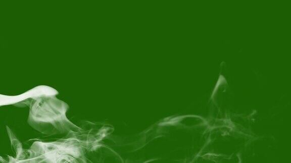 绿色屏幕上有轻烟或蒸汽