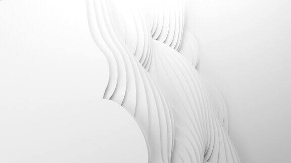 剪纸抽象动画背景循环3D干净的白色雕刻艺术纸工艺商业演示的极简现代无缝设计
