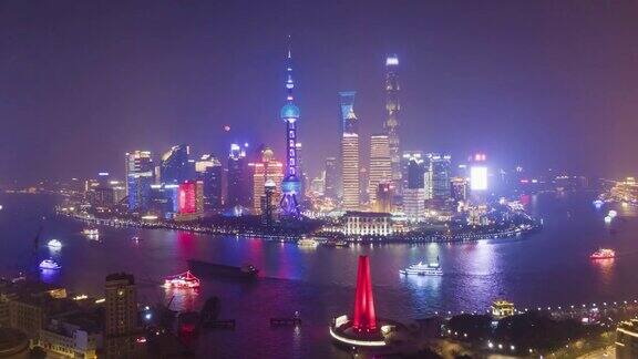 上海夜景陆家嘴地区鸟瞰图