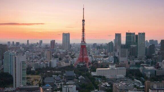 东京塔白天到夜晚的风景