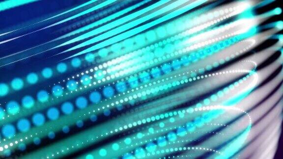 蓝色霓虹球星轨道闪着光3D轨道光线网络数字世界技术物联网世界概念