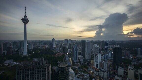 吉隆坡多云日落天空的时间流逝