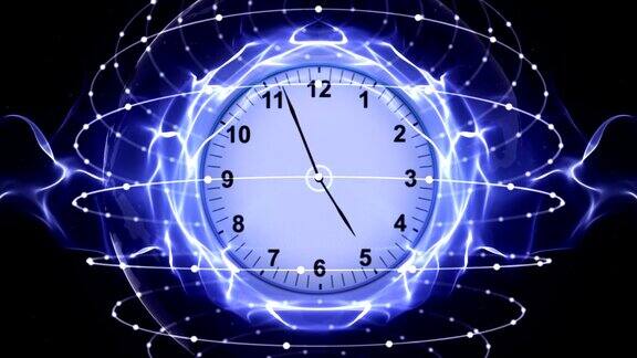 时钟纤维环中的时间旅行概念渲染动画背景循环