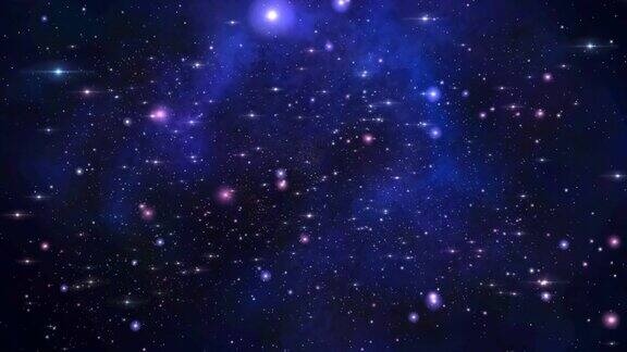蓝色恒星发光空间星系旅行循环背景