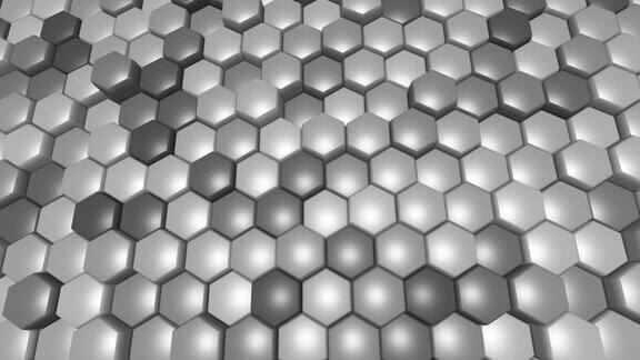 无缝三维动画中表面移动变形的美丽六边形抽象运动设计背景计算机生成过程未来几何网格概念蜂巢网络技术现代循环
