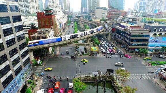 曼谷高架列车鸟瞰图