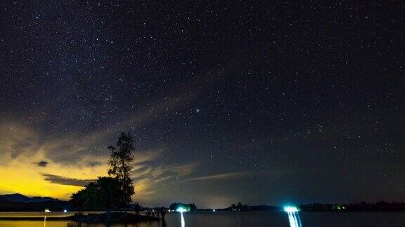 湖面上的星空时间流逝视频