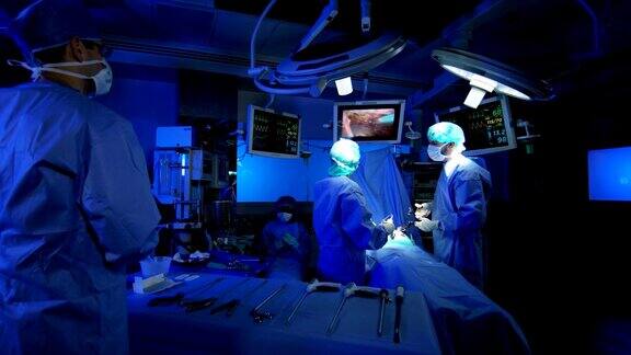 医生团队正在进行腹腔镜手术