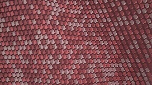 金字塔形成了波浪表面太平洋粉红色背景用于商业展示柔软的质地循环3d动画渲染峰值