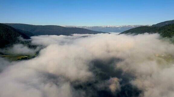 航拍云上美丽的挪威自然