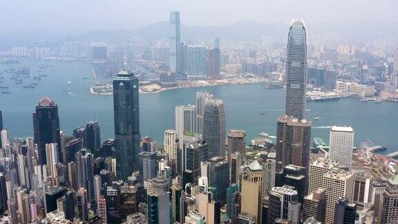 香港维多利亚山顶的航拍镜头