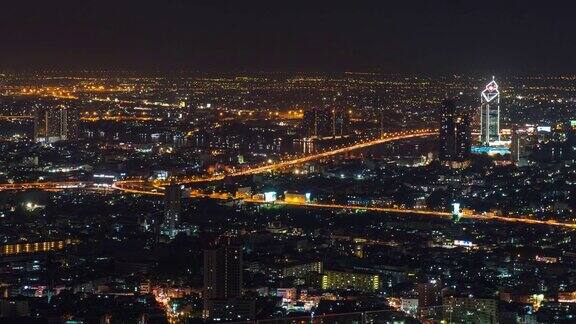 曼谷城市景观白天到晚上的时间流逝视频