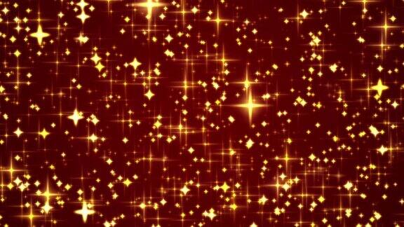 奢华魔法和快乐的节日背景金色闪闪发光星星和魔法发光在节日红色背景纹理金色星星尘埃颗粒魅力和节日设计