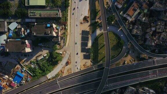 珠海市晴天交通道路建设街区航拍全景4k中国