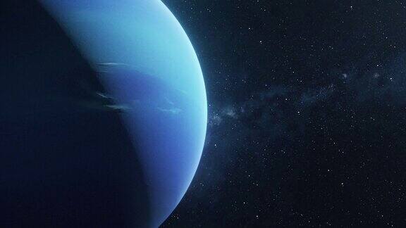 在太空深处旋转的海王星