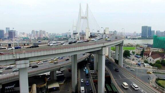 中国上海南浦大桥鸟瞰图