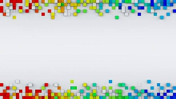 彩虹立方体和自由空间3D渲染可循环的动画