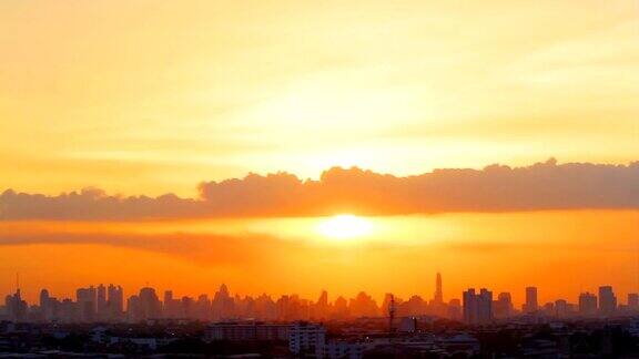 高清:日落与城市景观背景(延时)