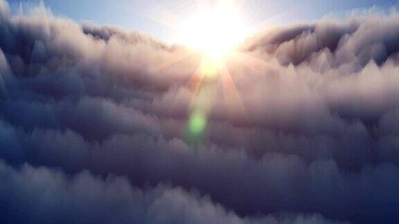 日落时在云层之上飞行天气和预报概念