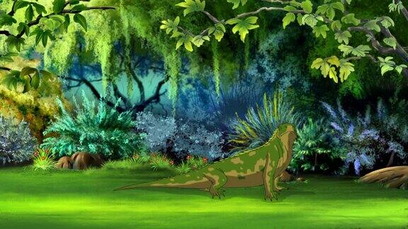 热带雨林中的绿鬣蜥