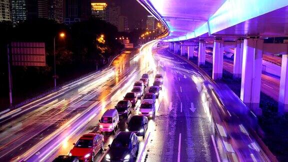 高清:超大城市高速公路时光流逝