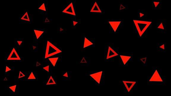 红色在黑色三角形图案图标标志时髦抽象图案抽象三维几何形状循环动画现代背景无缝运动设计屏幕保护程序背景4k动画海报横幅孟菲斯极简旋转物体