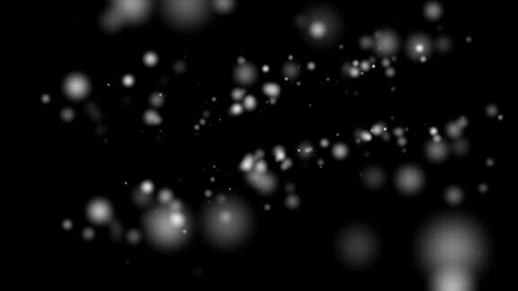 白色粒子在黑色背景上移动概念:太空、星系、科技