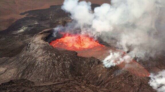 冰岛爆发fagradalsjall火山4K空中视频