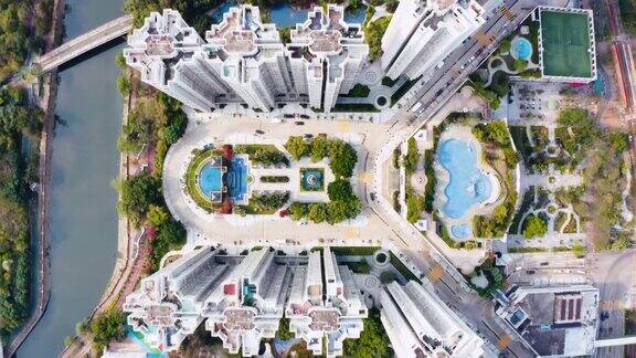 无人机拍摄的香港天水围私人住宅