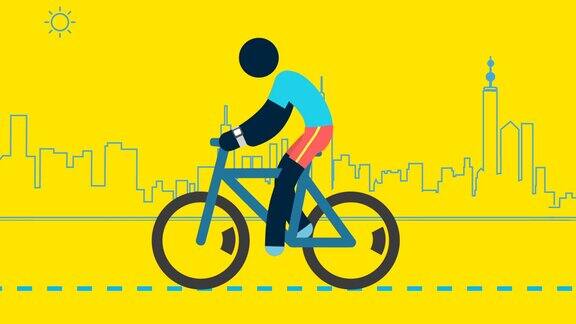 人自行车动画与循环背景动画活跃健康标志