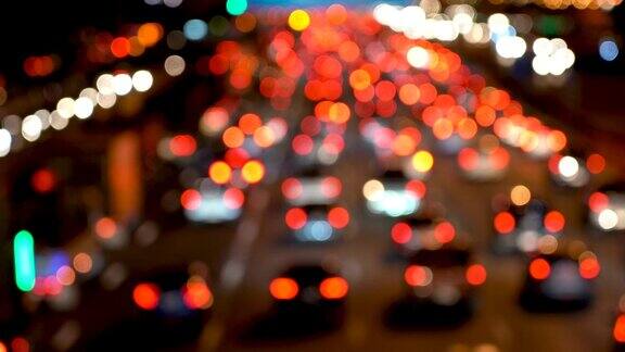 泰国曼谷夜间交通堵塞