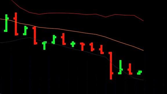 环球股票市场价格图表与下跌趋势黑色背景-新优质金融业务动画动态视频片段