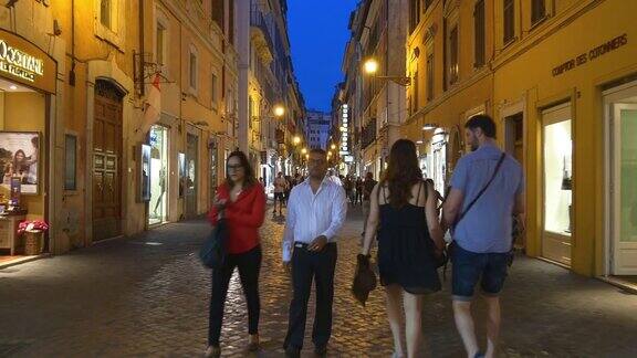 意大利罗马城市夜光步行街全景4k