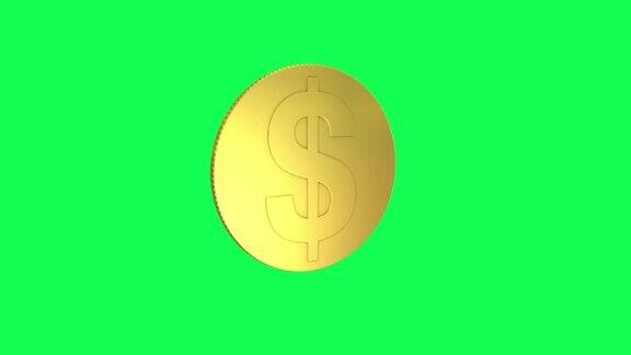 单美元符号硬币旋转循环动画可循环的金币