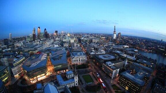 鱼眼镜头观察英国伦敦城市景观