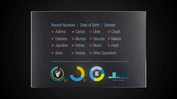 信息图形技术面板“健康记录”用户界面数字显示